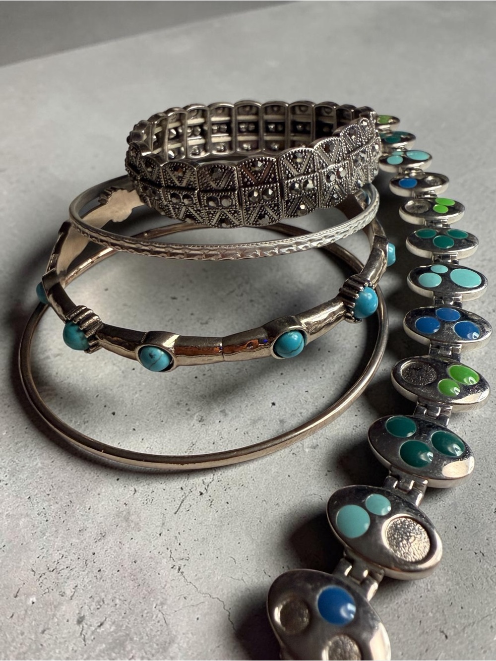 Sterling Silver Turquoise Accent Bangle Set - Women's Jewelry